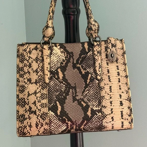 Coach Snake Print Satchel - Three Compartments EUC - Picture 5 of 16